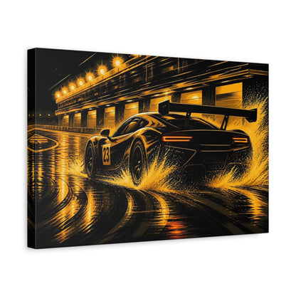 Side Mockup 4. Sports Race Car Black And Gold shown as canvas print