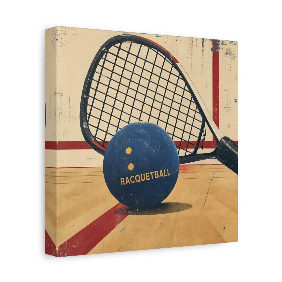 Side Mockup 9. Sports Racquetball Blue Racquetball shown as canvas print
