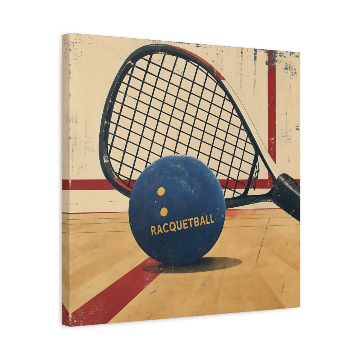 Side Mockup 5. Sports Racquetball Blue Racquetball shown as canvas print