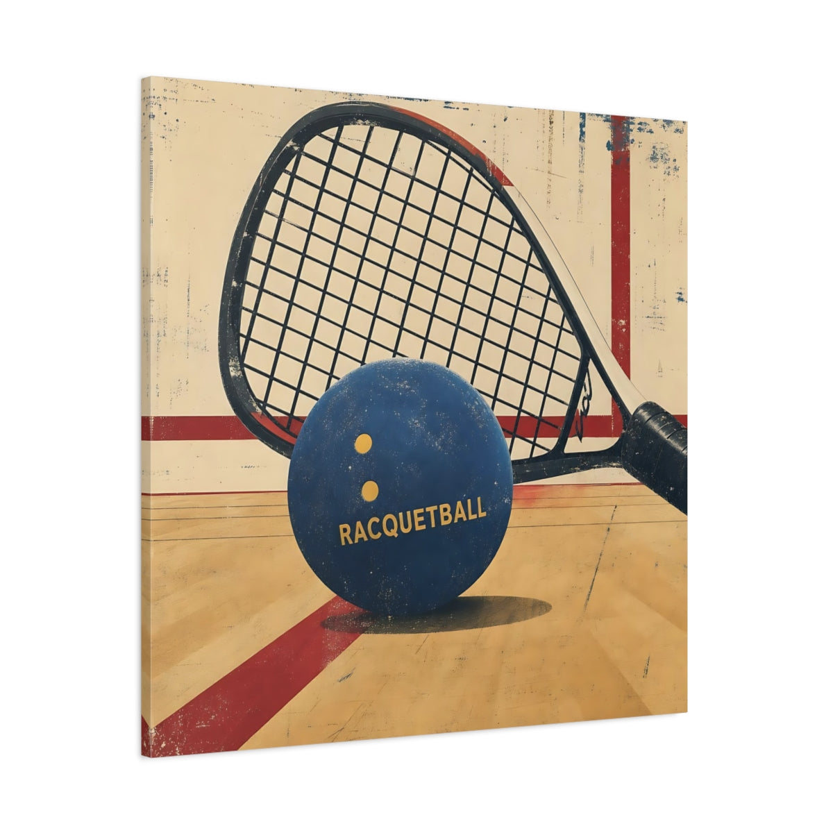 Side Mockup 1. Sports Racquetball Blue Racquetball shown as canvas print