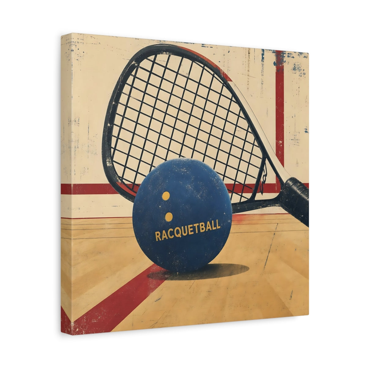 Side Mockup 7. Sports Racquetball Blue Racquetball shown as canvas print