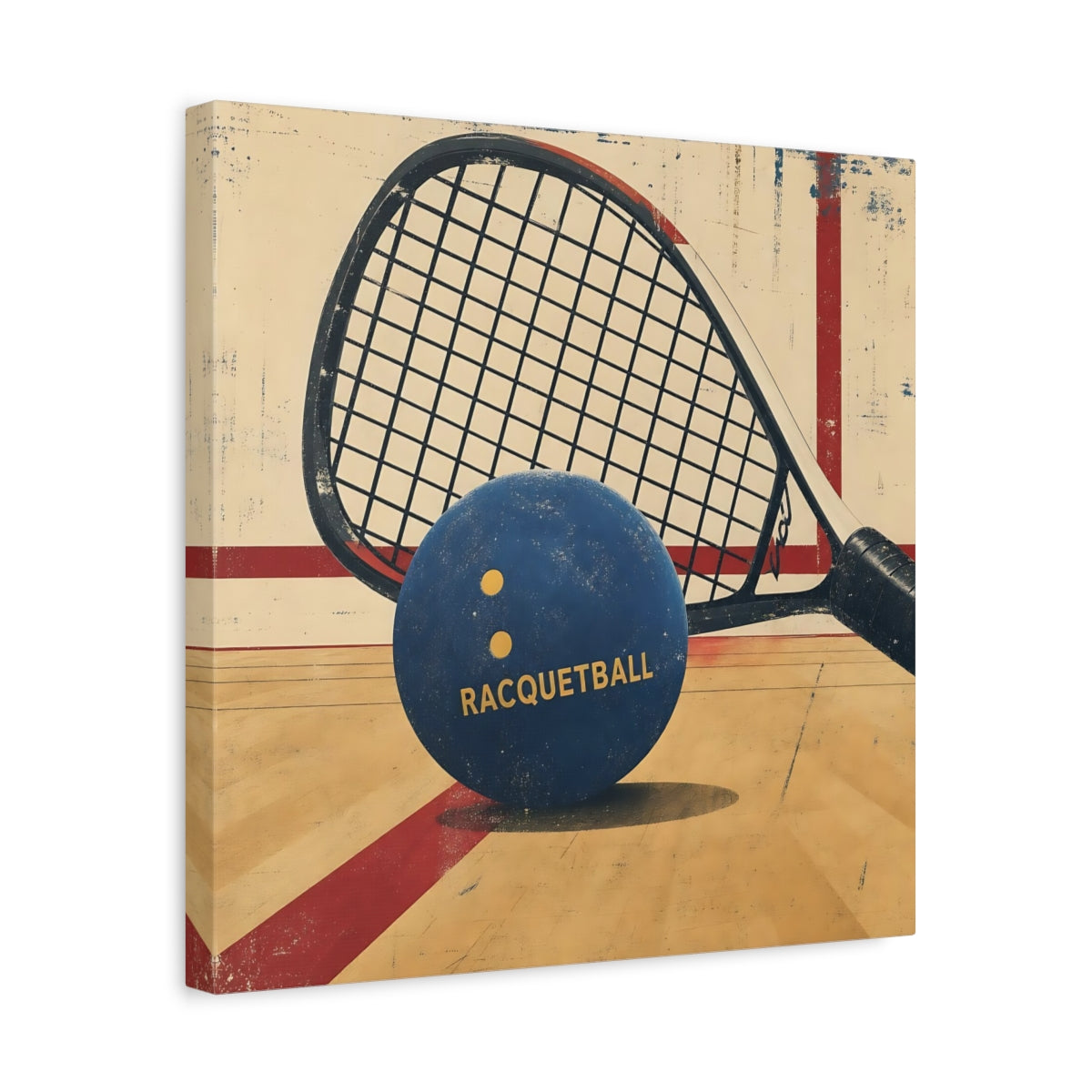 Side Mockup 6. Sports Racquetball Blue Racquetball shown as canvas print