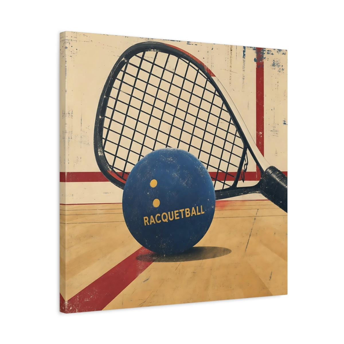 Side Mockup 4. Sports Racquetball Blue Racquetball shown as canvas print