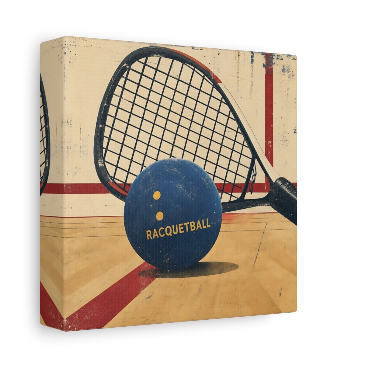 Side Mockup 2. Sports Racquetball Blue Racquetball shown as canvas print
