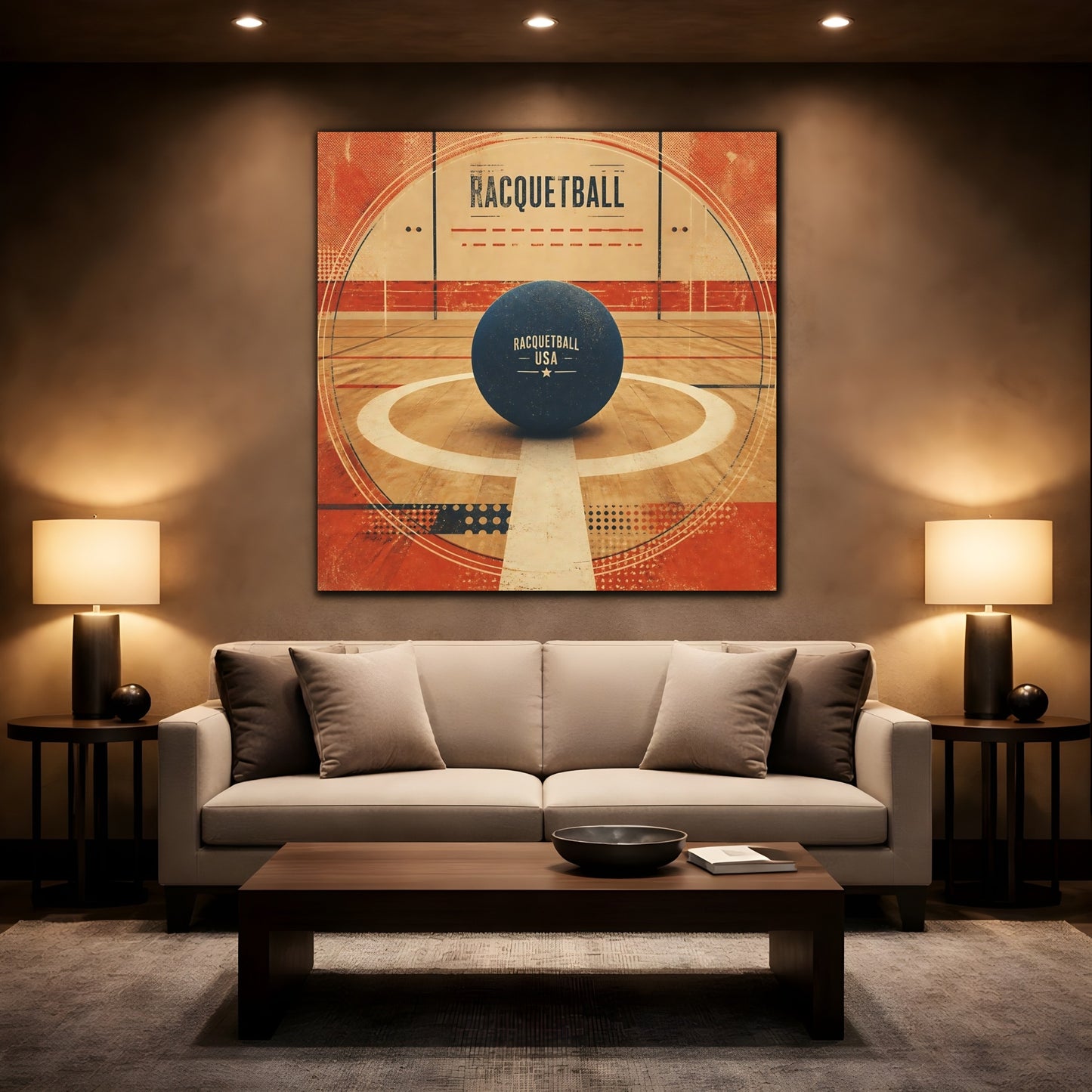 Mockup 2. Sports Racquetball Racquetball Art shown as canvas print