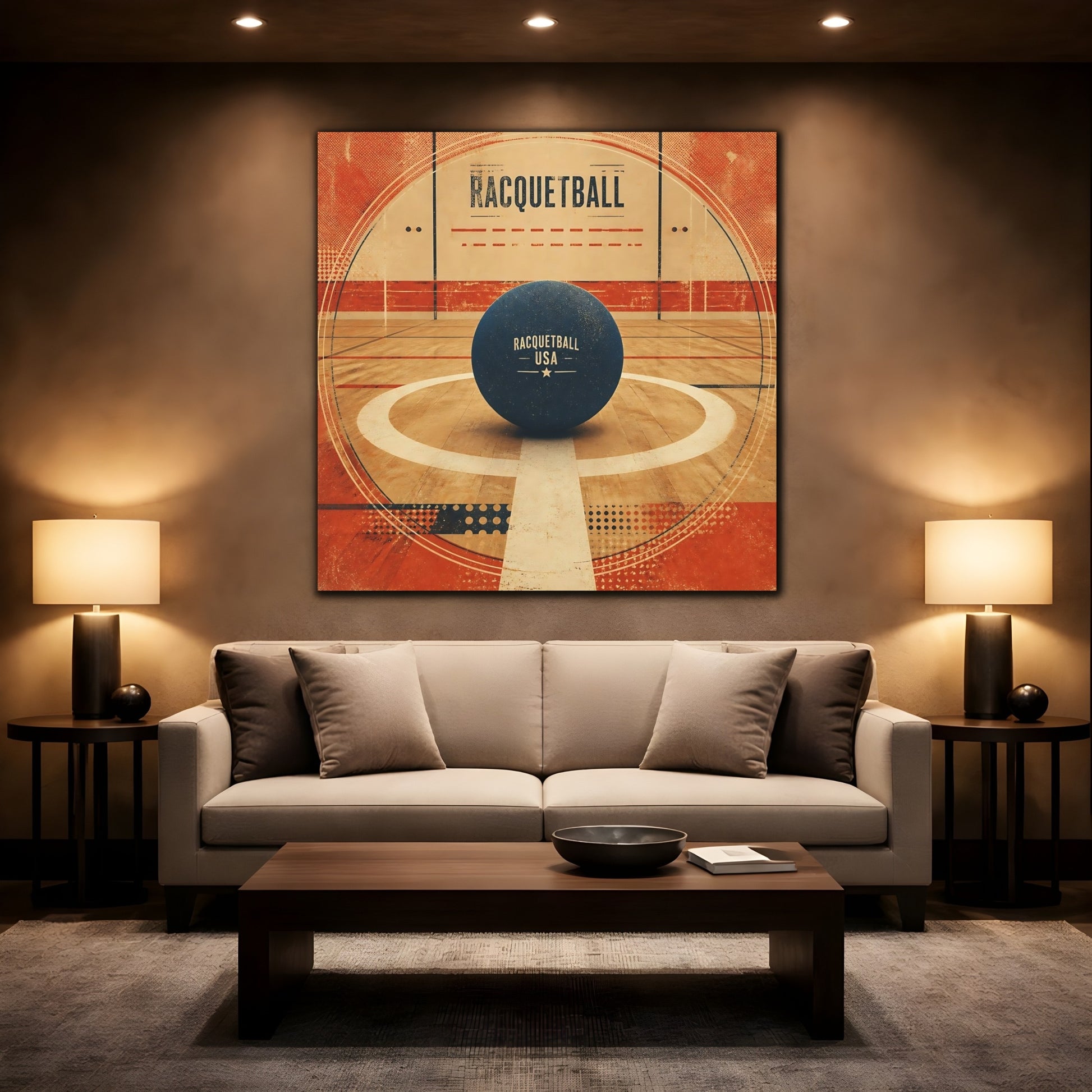 Mockup 2. Sports Racquetball Racquetball Art shown as canvas print