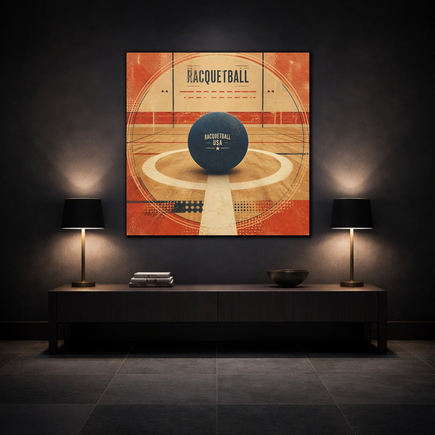 Mockup 3. Sports Racquetball Racquetball Art shown as canvas print