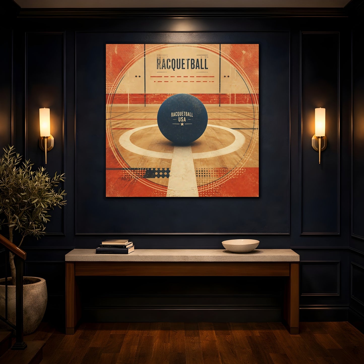 Mockup 4. Sports Racquetball Racquetball Art shown as canvas print