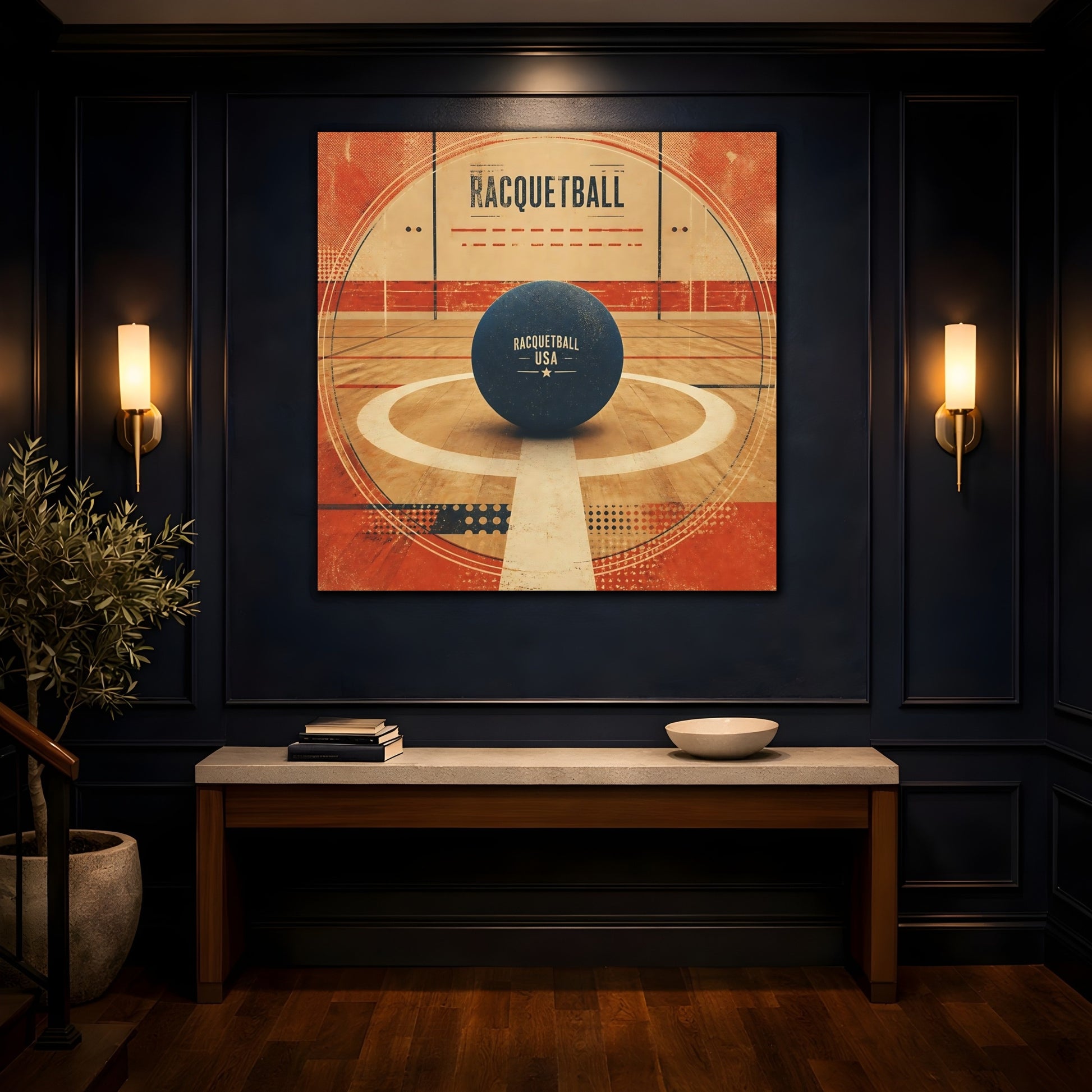 Mockup 4. Sports Racquetball Racquetball Art shown as canvas print
