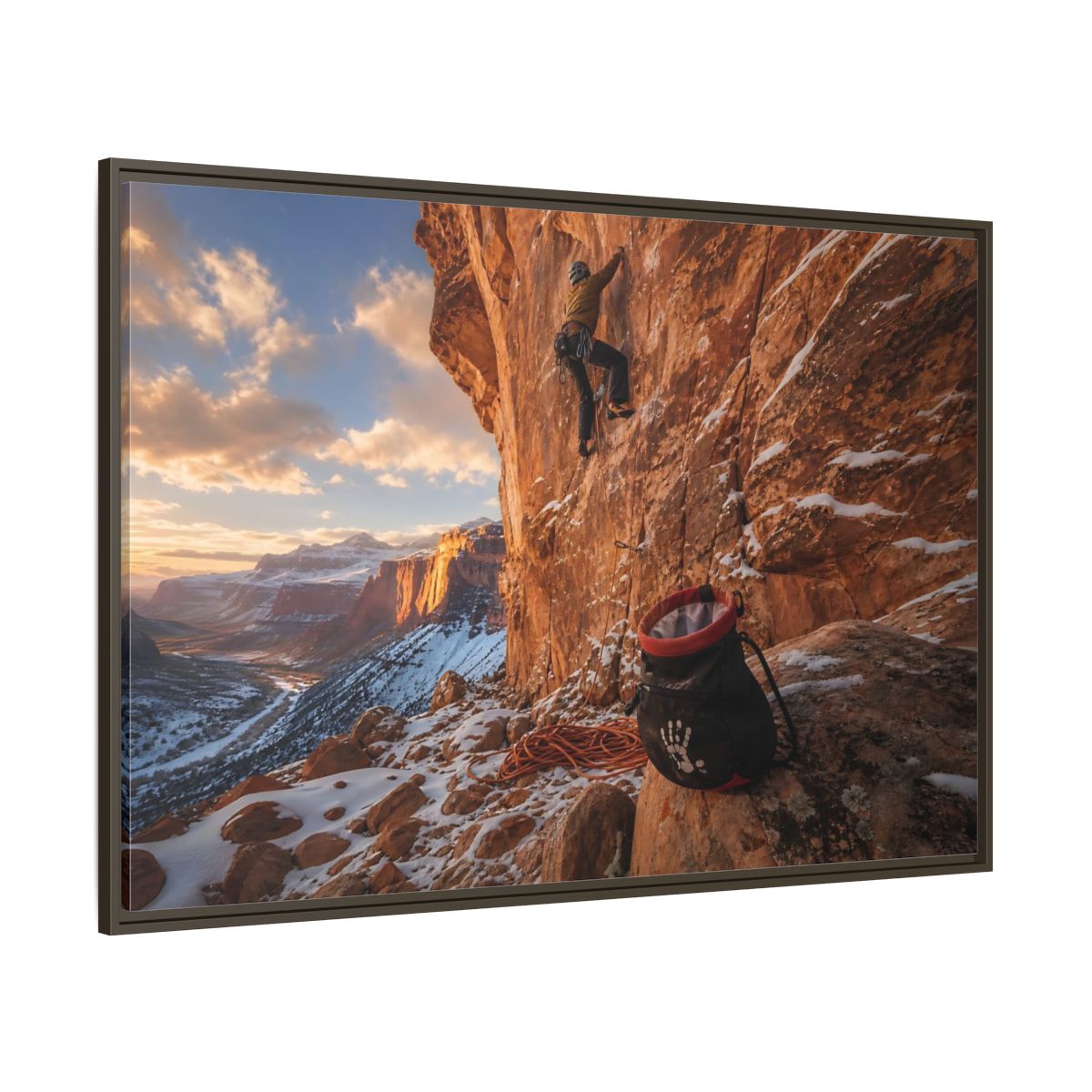 Side Mockup 8. Sports Rock Climber Mountain Climbing shown as framed canvas print