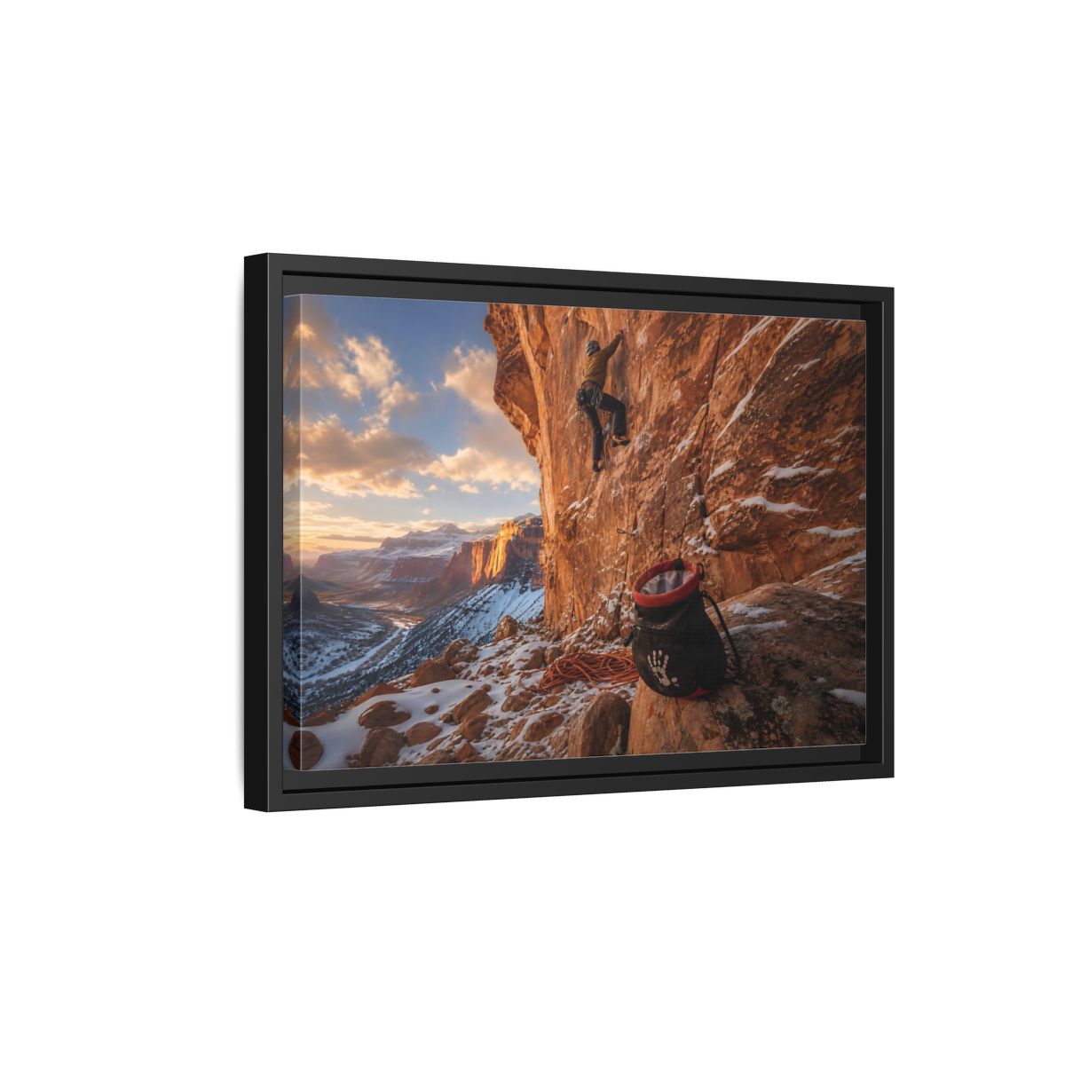 Side Mockup 6. Sports Rock Climber Mountain Climbing shown as framed canvas print