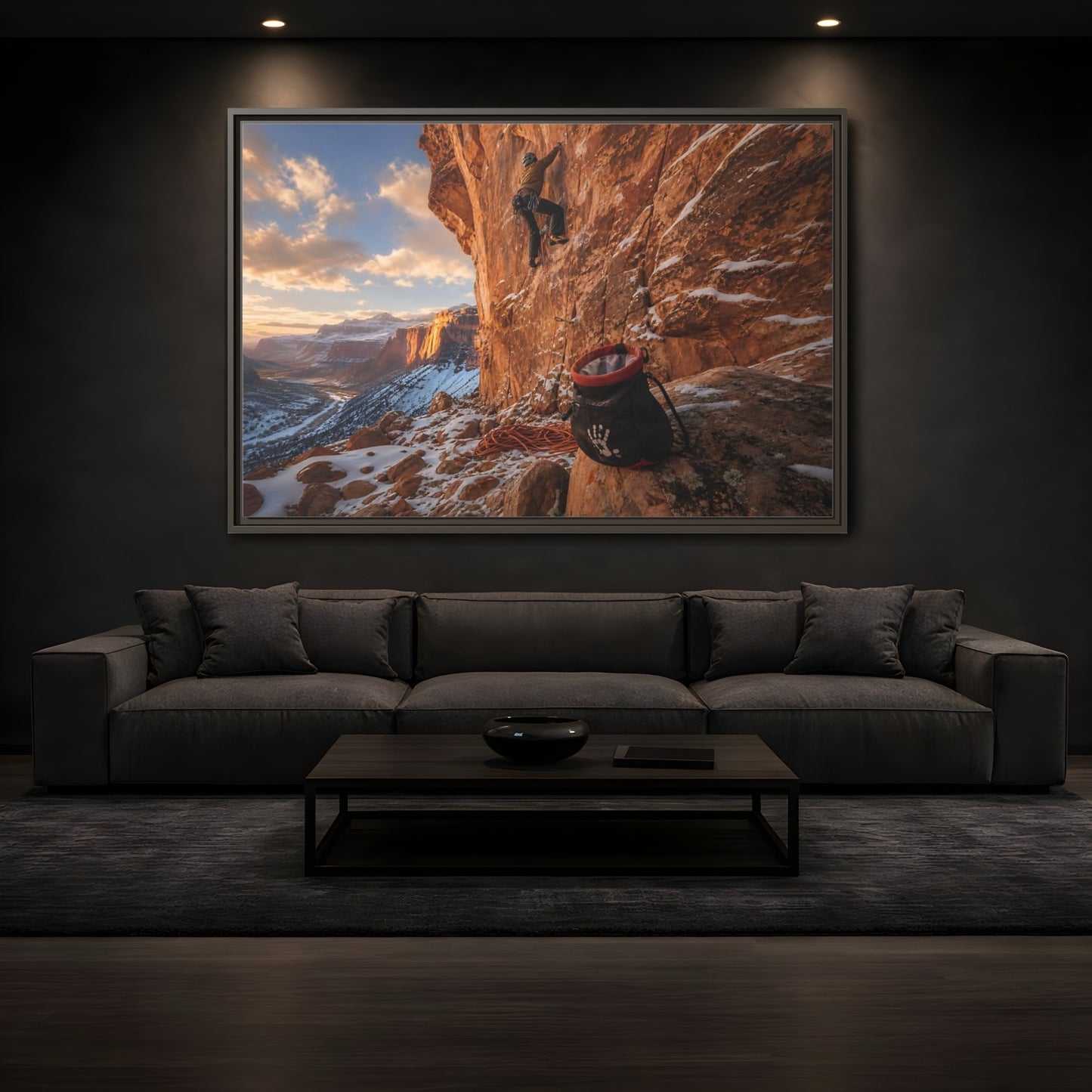 Mockup 3. Sports Rock Climber Mountain Climbing shown as framed canvas print