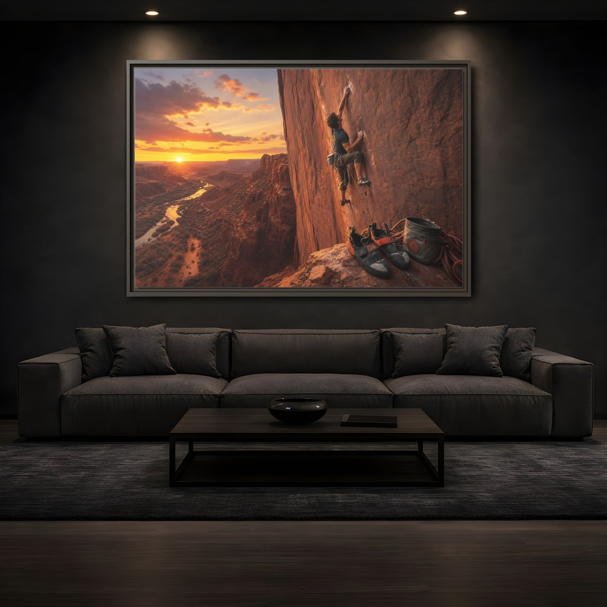 Mockup 3. Sports Rock Climber Orange Desert Climbing shown as framed canvas print