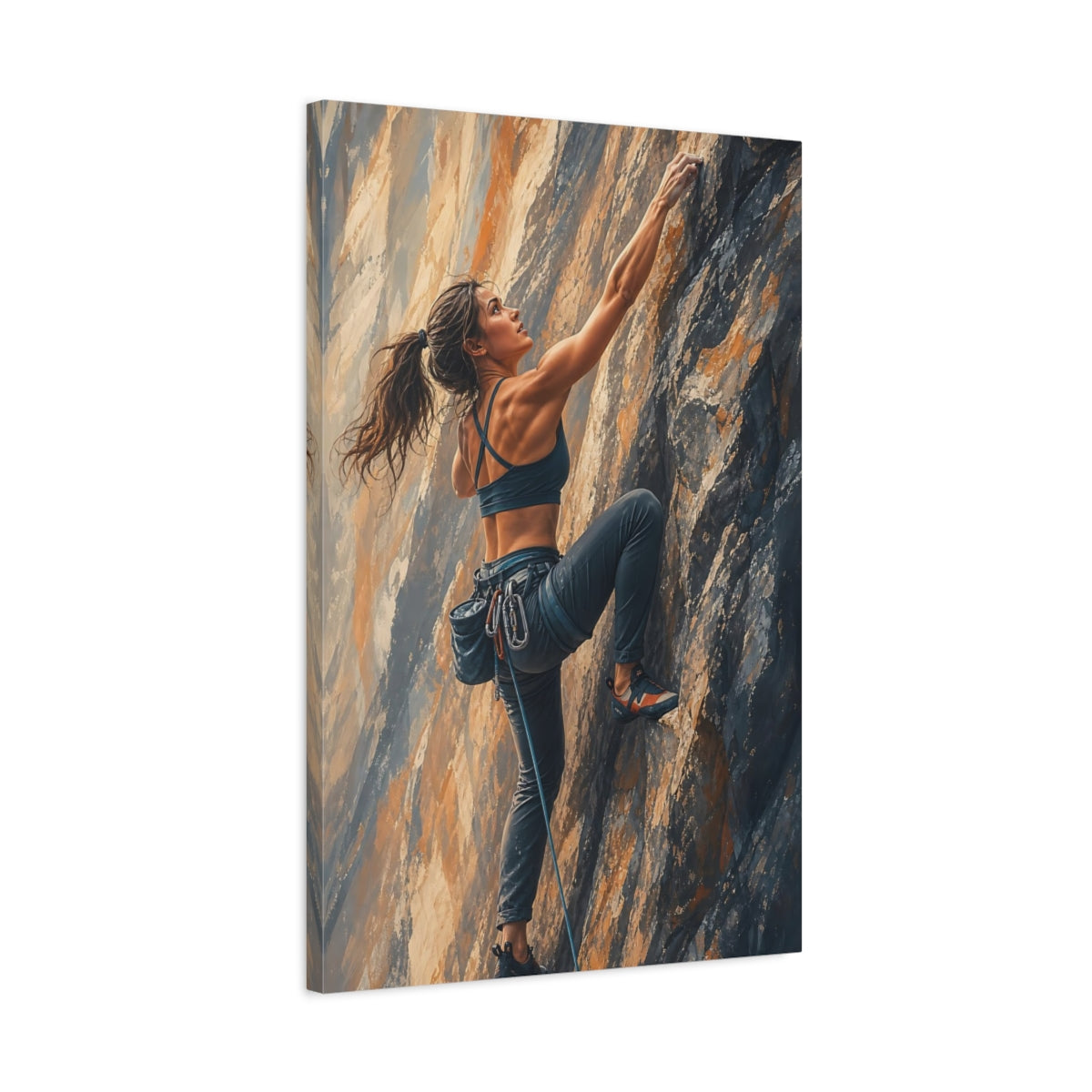 Side Mockup 2. Sports Rock Climber Orange Gray shown as canvas print