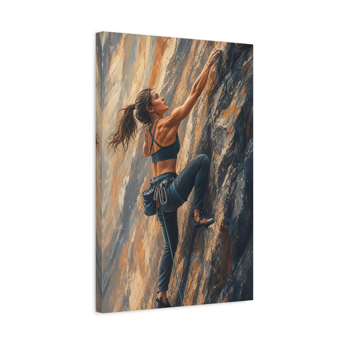 Side Mockup 3. Sports Rock Climber Orange Gray shown as canvas print