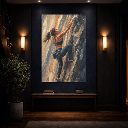 Mockup 4. Sports Rock Climber Orange Gray shown as canvas print