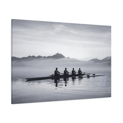 Side Mockup 1. Sports Rowing Crew Black And White Rowing shown as canvas print