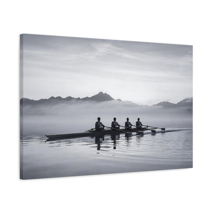 Side Mockup 2. Sports Rowing Crew Black And White Rowing shown as canvas print