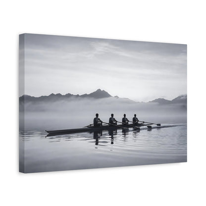 Side Mockup 4. Sports Rowing Crew Black And White Rowing shown as canvas print