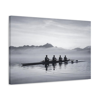 Side Mockup 3. Sports Rowing Crew Black And White Rowing shown as canvas print