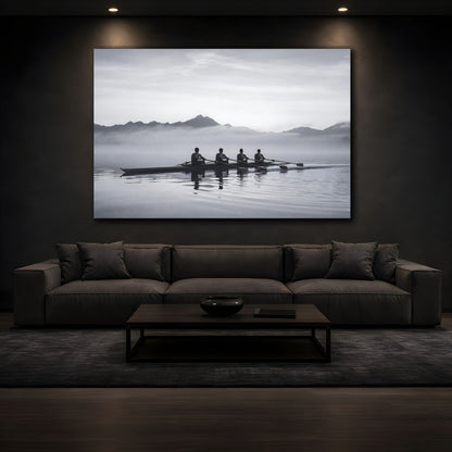 Mockup 3. Sports Rowing Crew Black And White Rowing shown as canvas print
