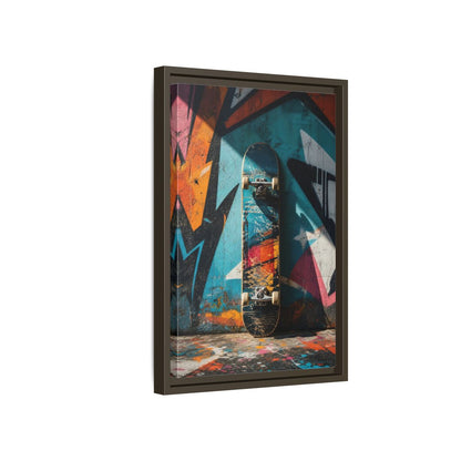 Side Mockup 5. Sports Skateboard Colorful Skateboard shown as framed canvas print