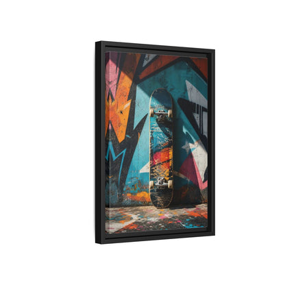 Side Mockup 6. Sports Skateboard Colorful Skateboard shown as framed canvas print