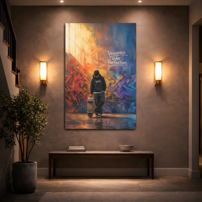 Mockup 2. Sports Skateboarder Colorful Graffiti shown as canvas print