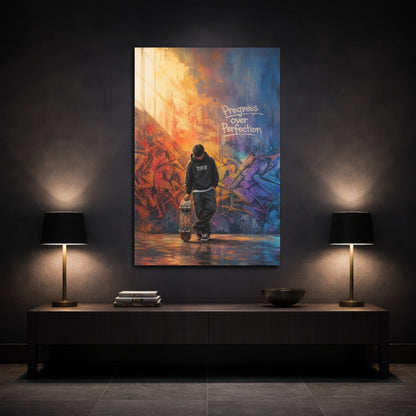Mockup 3. Sports Skateboarder Colorful Graffiti shown as canvas print