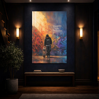 Mockup 4. Sports Skateboarder Colorful Graffiti shown as canvas print