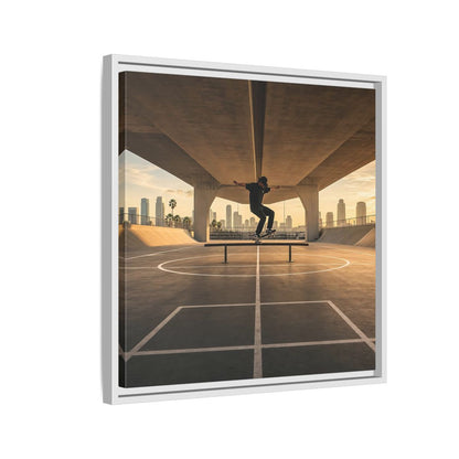 Side Mockup 10. Sports Skateboarder Skateboarding Gold shown as framed canvas print