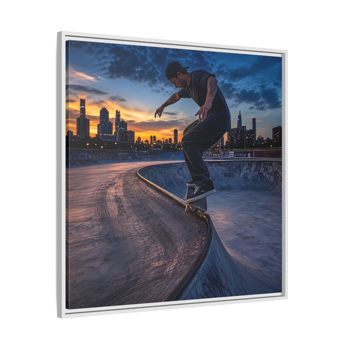 Side Mockup 25. Sports Skateboarder Urban Skater shown as framed canvas print