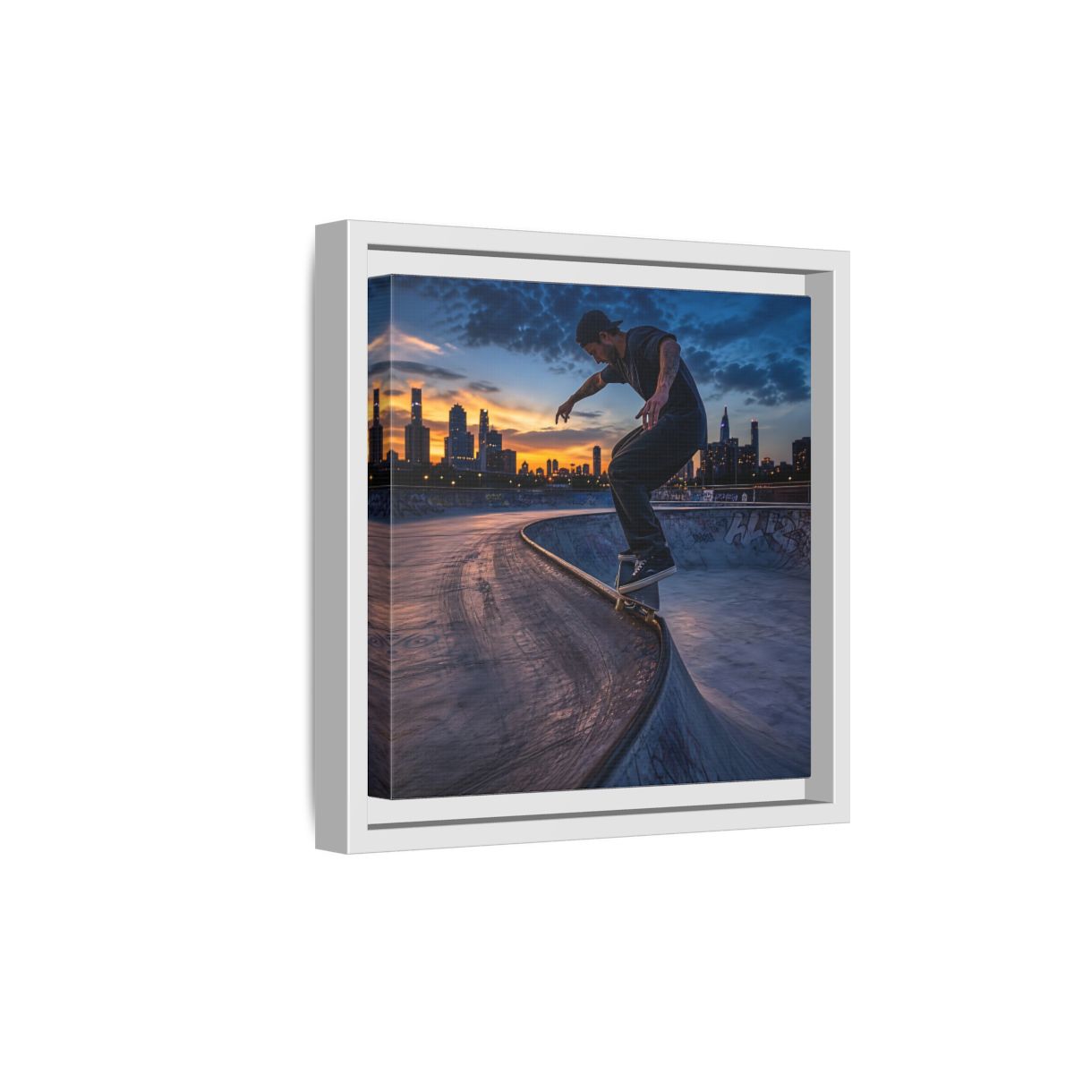 Side Mockup 19. Sports Skateboarder Urban Skater shown as framed canvas print
