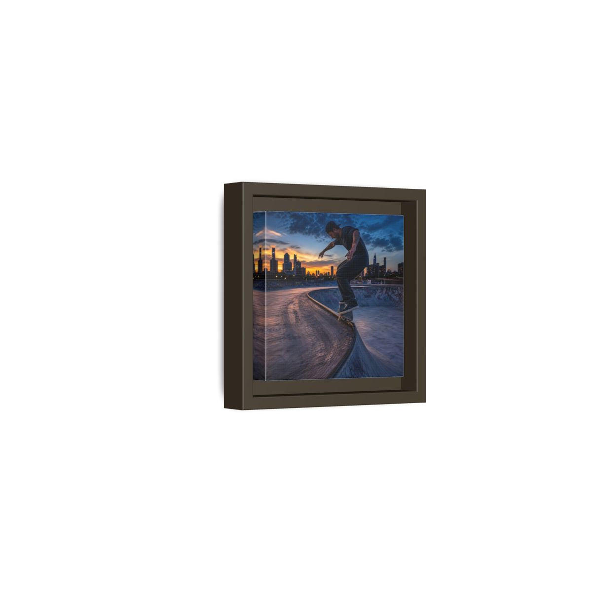 Side Mockup 23. Sports Skateboarder Urban Skater shown as framed canvas print
