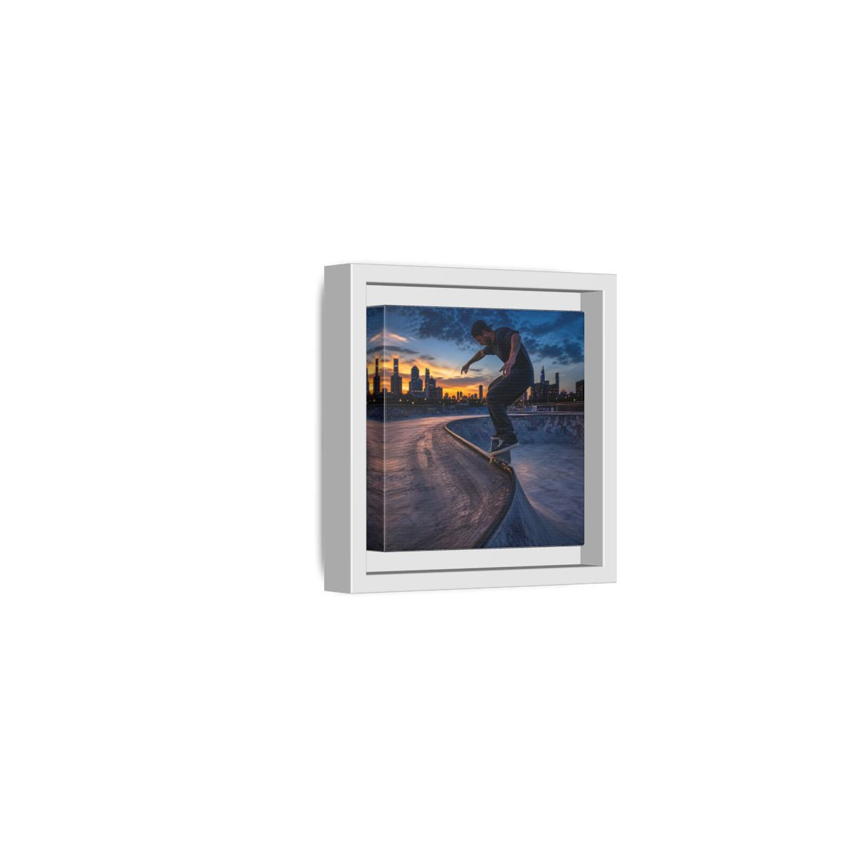 Side Mockup 22. Sports Skateboarder Urban Skater shown as framed canvas print