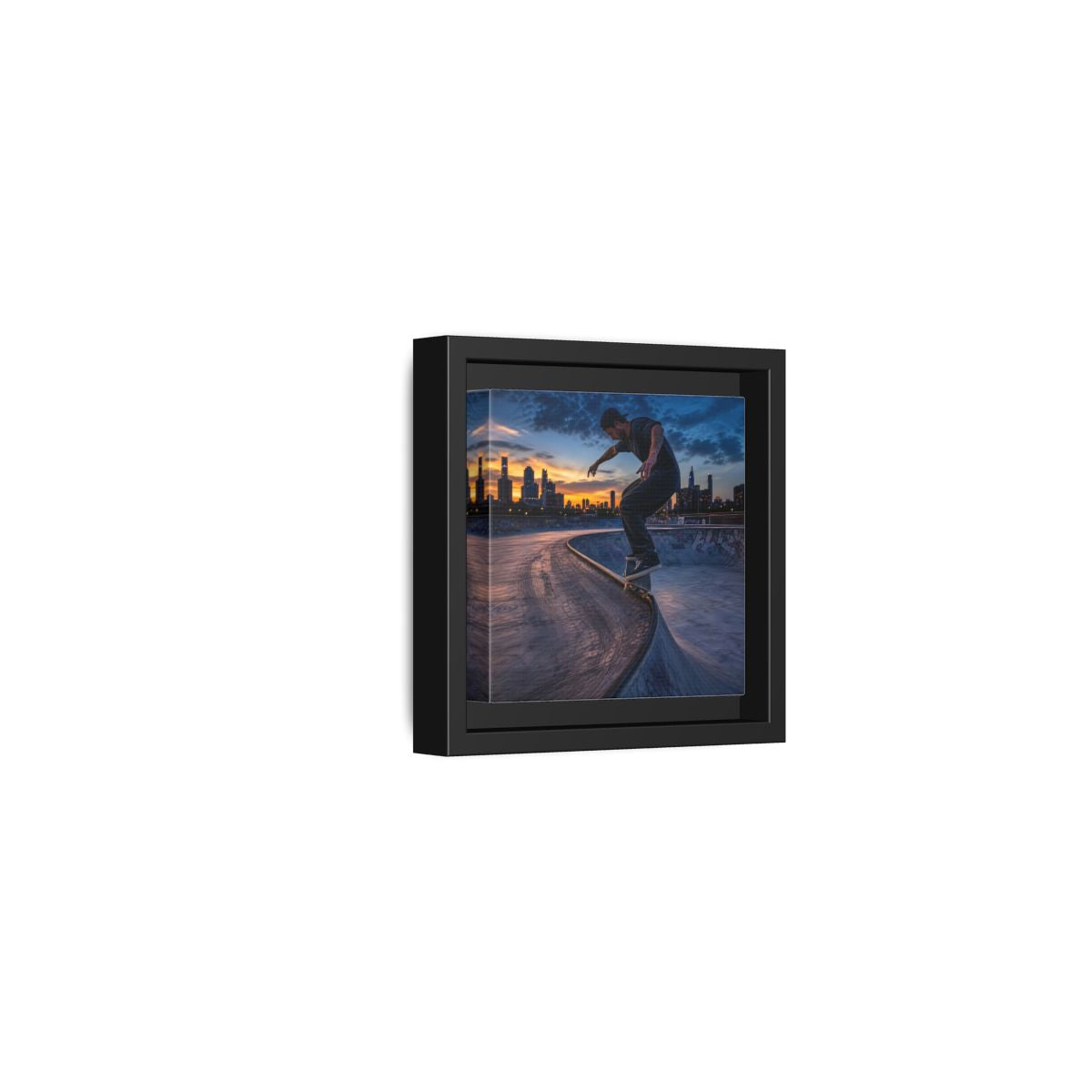 Side Mockup 24. Sports Skateboarder Urban Skater shown as framed canvas print