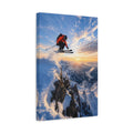 Side Mockup 4. Sports Skier Orange And Blue shown as stretched canvas wall art