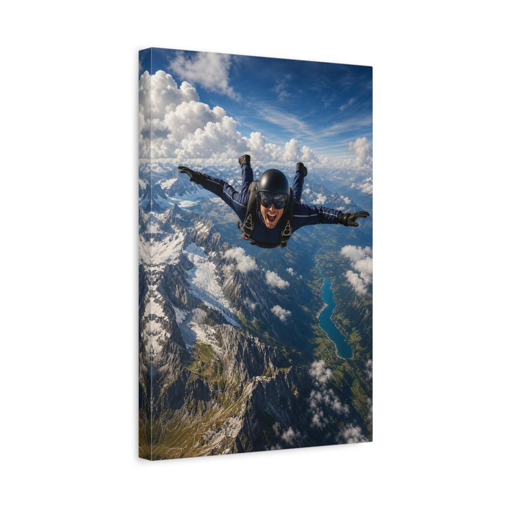 Side Mockup 4. Sports Skydiver Adventure Skydiving shown as stretched canvas wall art