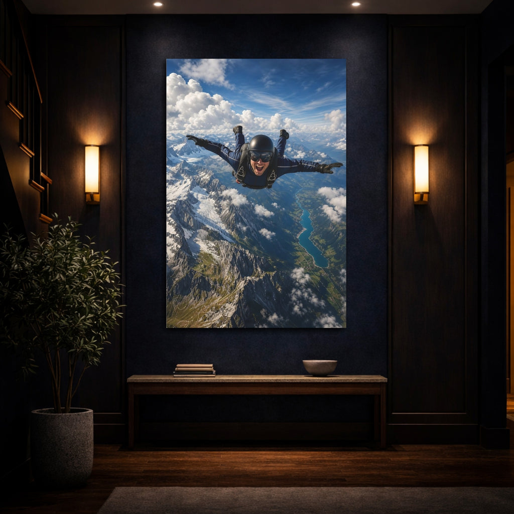 Mockup 4. Sports Skydiver Adventure Skydiving shown as stretched canvas wall art