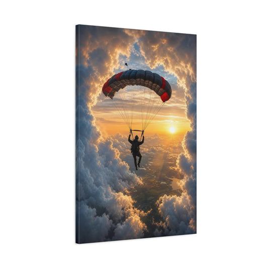 Main Mockup. Sports Skydiver Skydiver Sunset shown as stretched canvas wall art