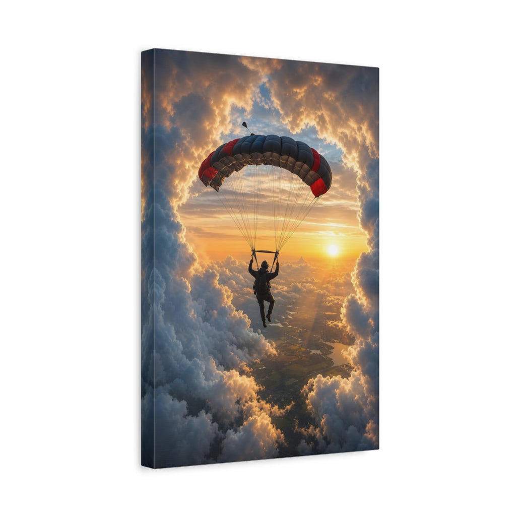 Side Mockup 4. Sports Skydiver Skydiver Sunset shown as stretched canvas wall art