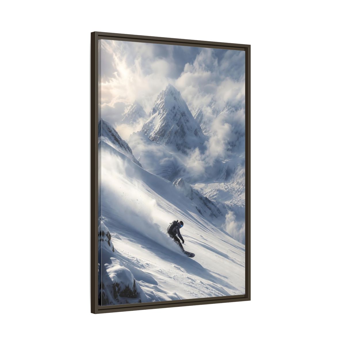 Main Mockup. Sports Snowboarder Winter Snowboarding shown as stretched canvas wall art