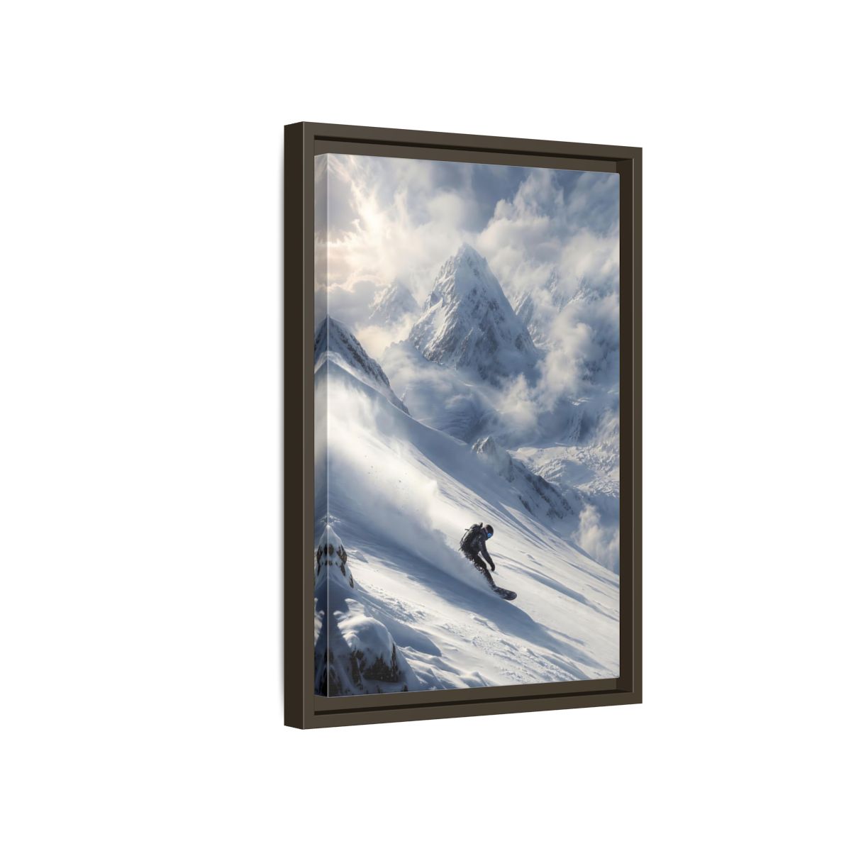 Side Mockup 5. Sports Snowboarder Winter Snowboarding shown as stretched canvas wall art