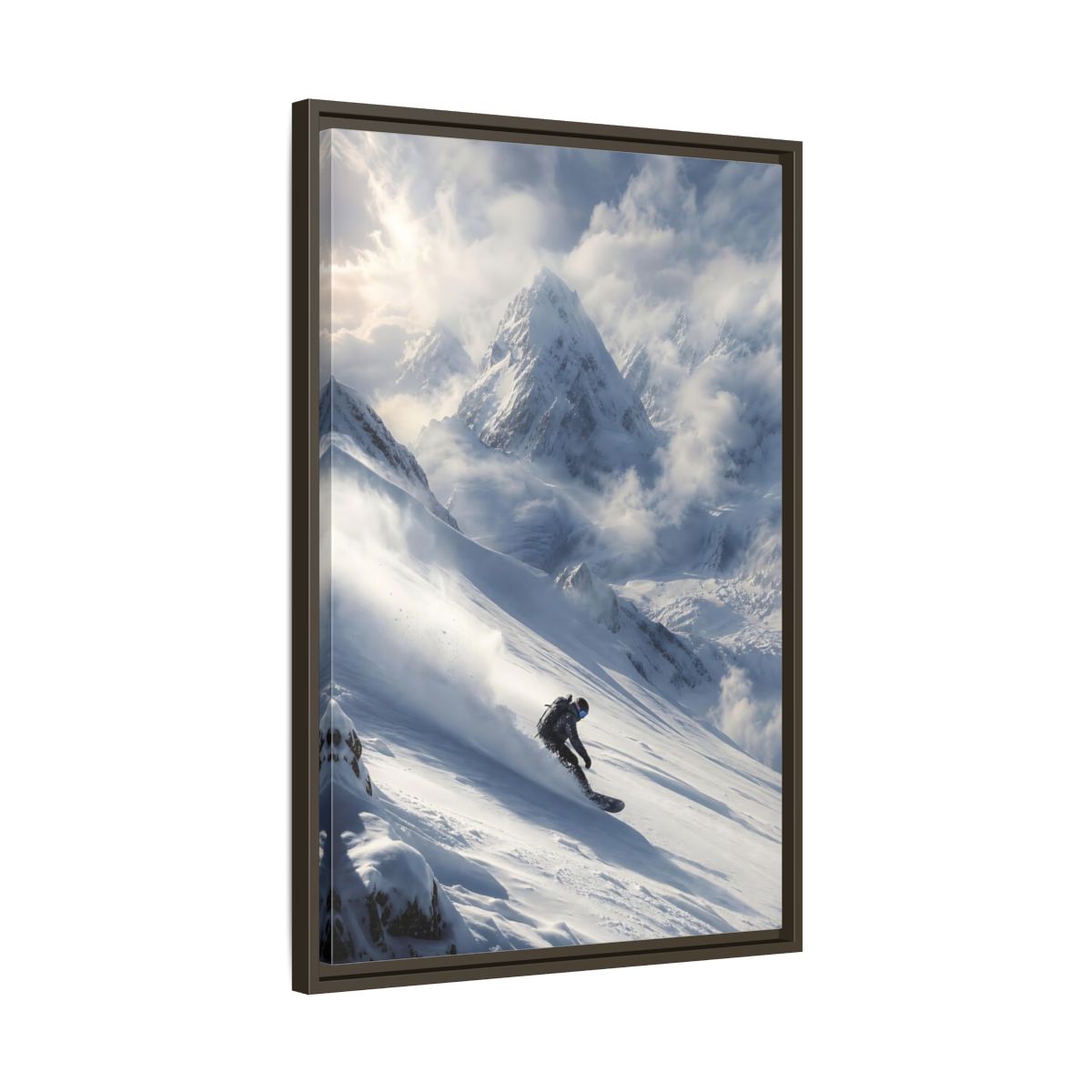 Side Mockup 11. Sports Snowboarder Winter Snowboarding shown as stretched canvas wall art