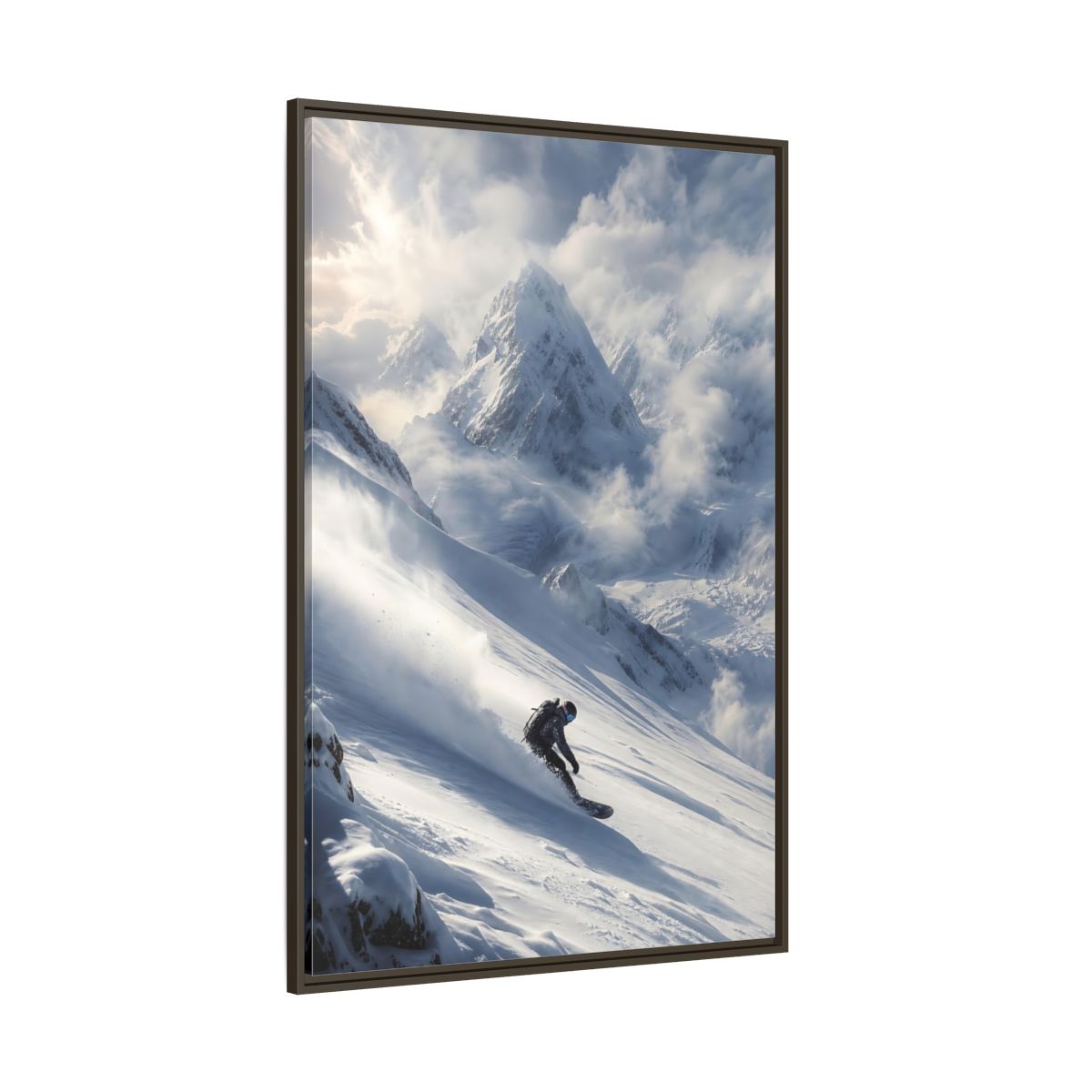 Side Mockup 8. Sports Snowboarder Winter Snowboarding shown as stretched canvas wall art