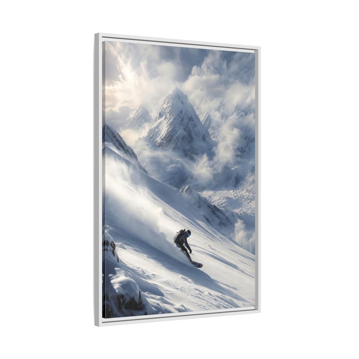 Side Mockup 9. Sports Snowboarder Winter Snowboarding shown as stretched canvas wall art
