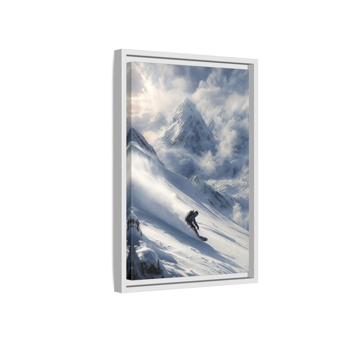 Side Mockup 4. Sports Snowboarder Winter Snowboarding shown as stretched canvas wall art