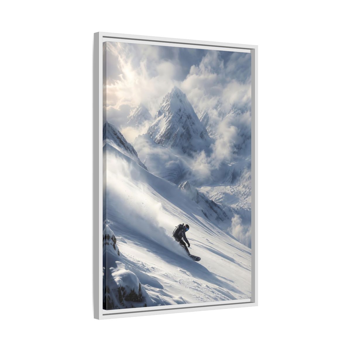Side Mockup 10. Sports Snowboarder Winter Snowboarding shown as stretched canvas wall art