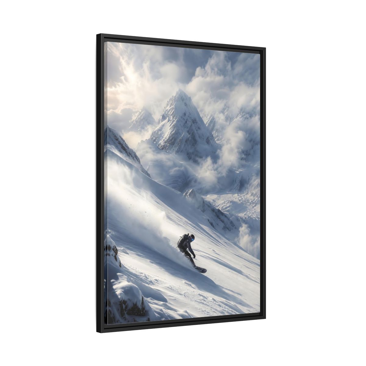 Side Mockup 13. Sports Snowboarder Winter Snowboarding shown as stretched canvas wall art