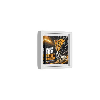 Side Mockup 22. Sports Soccer Goal Black And Gold shown as framed canvas print